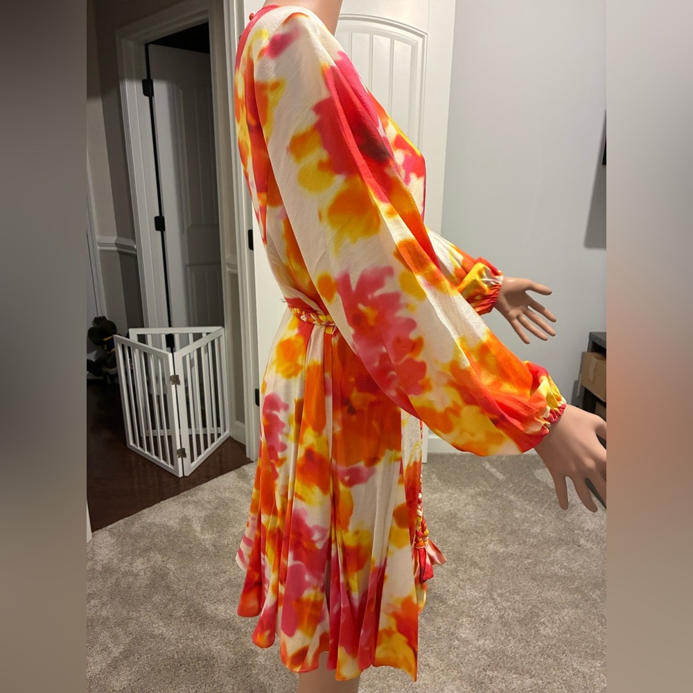 Vibrant Floral Long-Sleeve Dress by Alex-Marie.